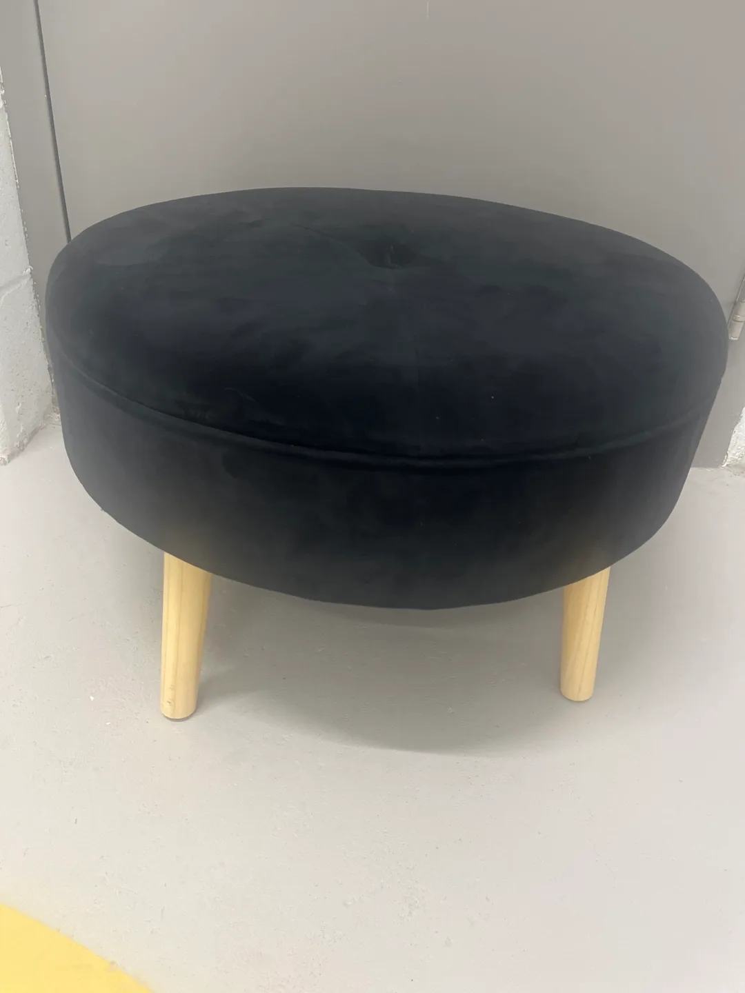 Black Velvet Ottoman Footstool thumbnail