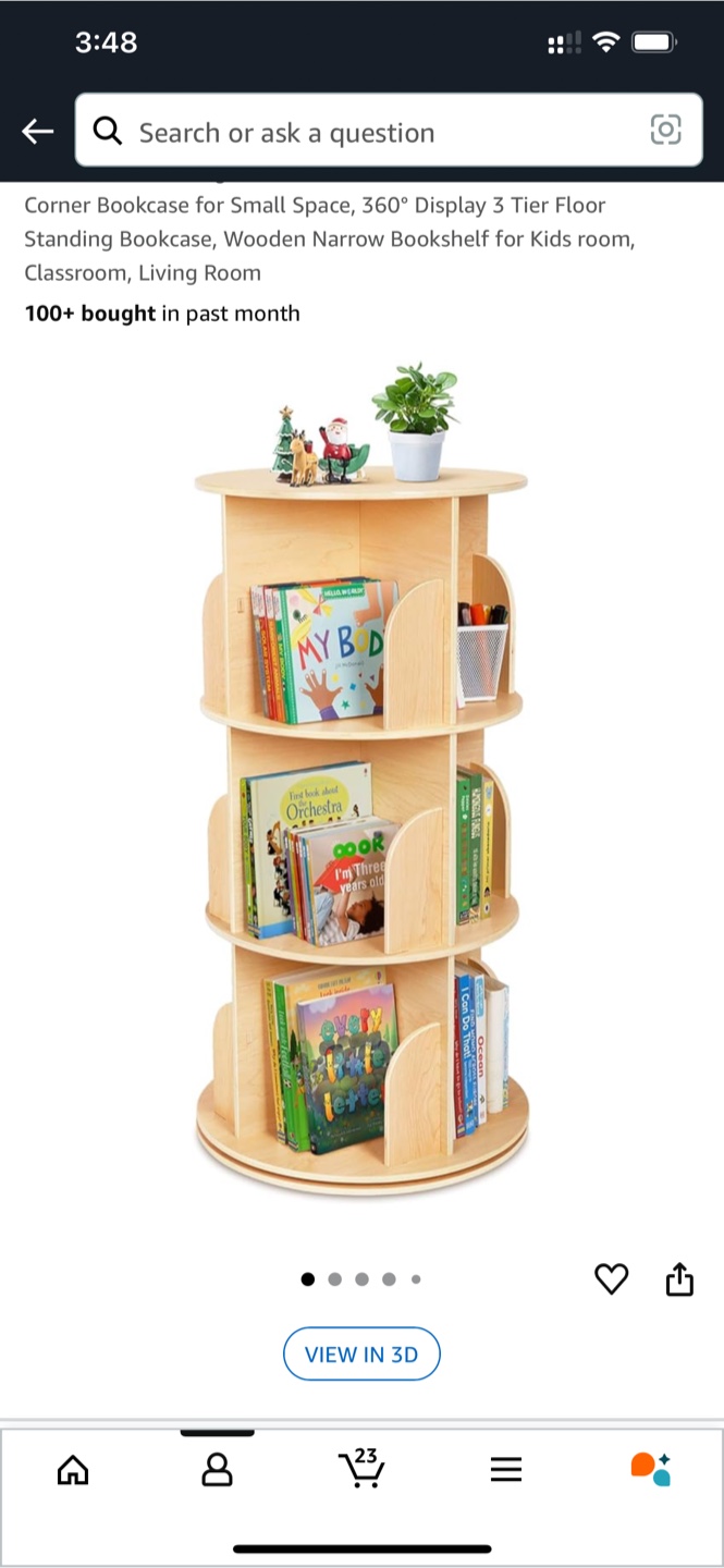 OOOK Kids Rotating Bookshelf, 18.1"L x 18.1"W x 38.1"H - photo 2