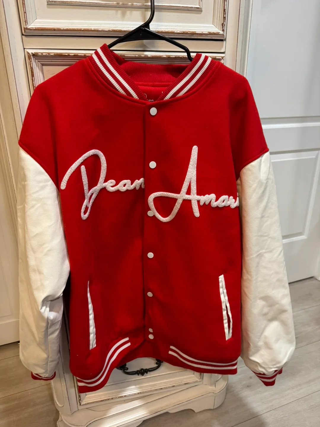 Dean Amari Artefact Red & White Varsity Jacket XL thumbnail