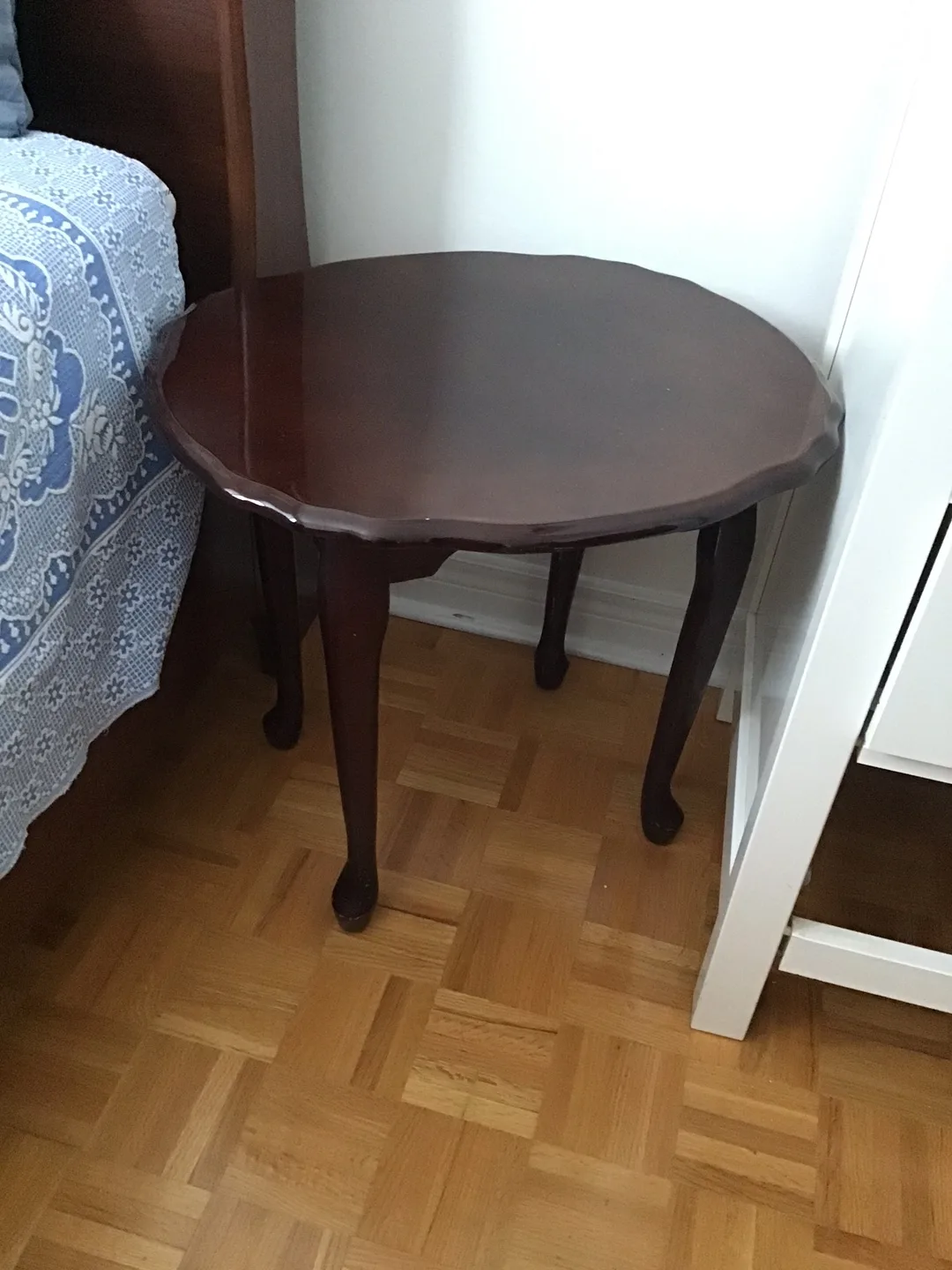 Round Wooden Side Table - Brown thumbnail