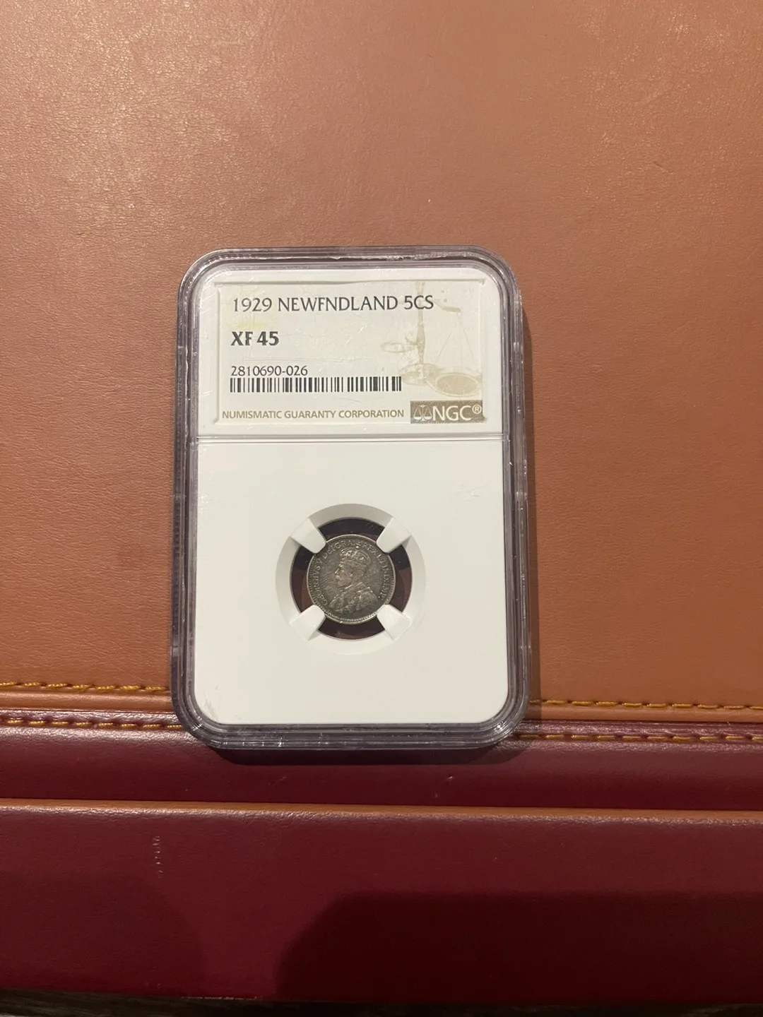 1929 Newfoundland 5 Cents Coin - NGC Graded XF 45 thumbnail