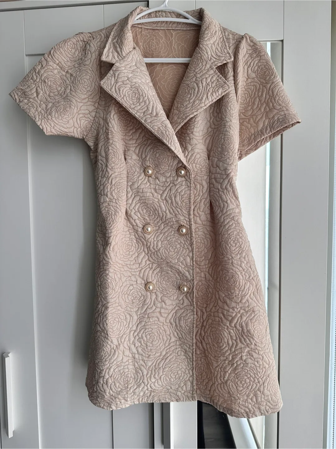 Beige Quilted Rose Pattern Dress thumbnail