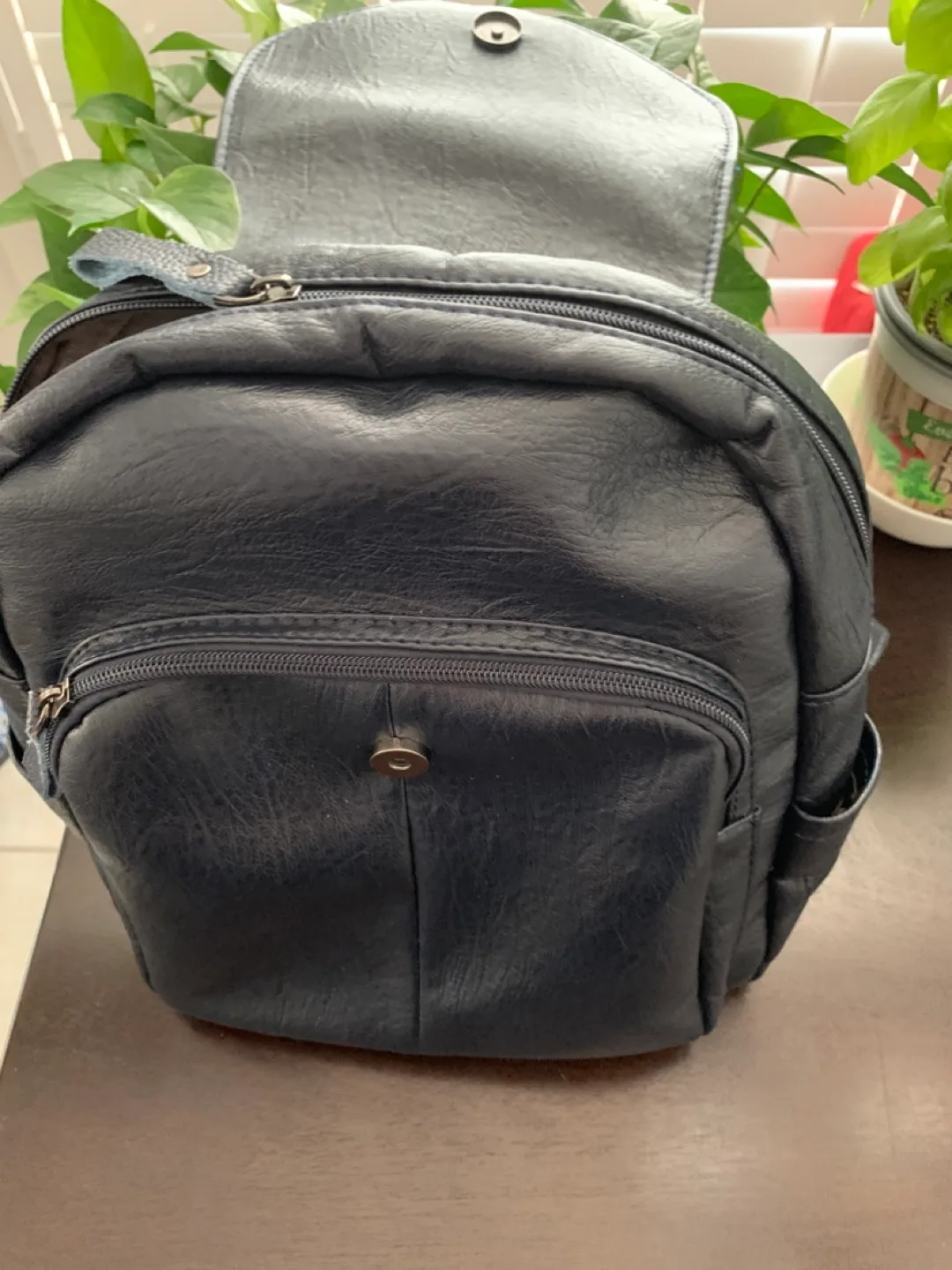 Leather Backpack Navy Blue image indicator(5)