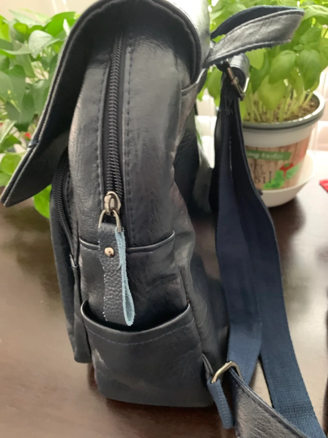Leather Backpack Navy Blue image indicator(4)