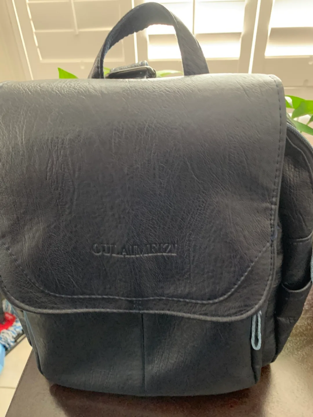 Leather Backpack Navy Blue thumbnail