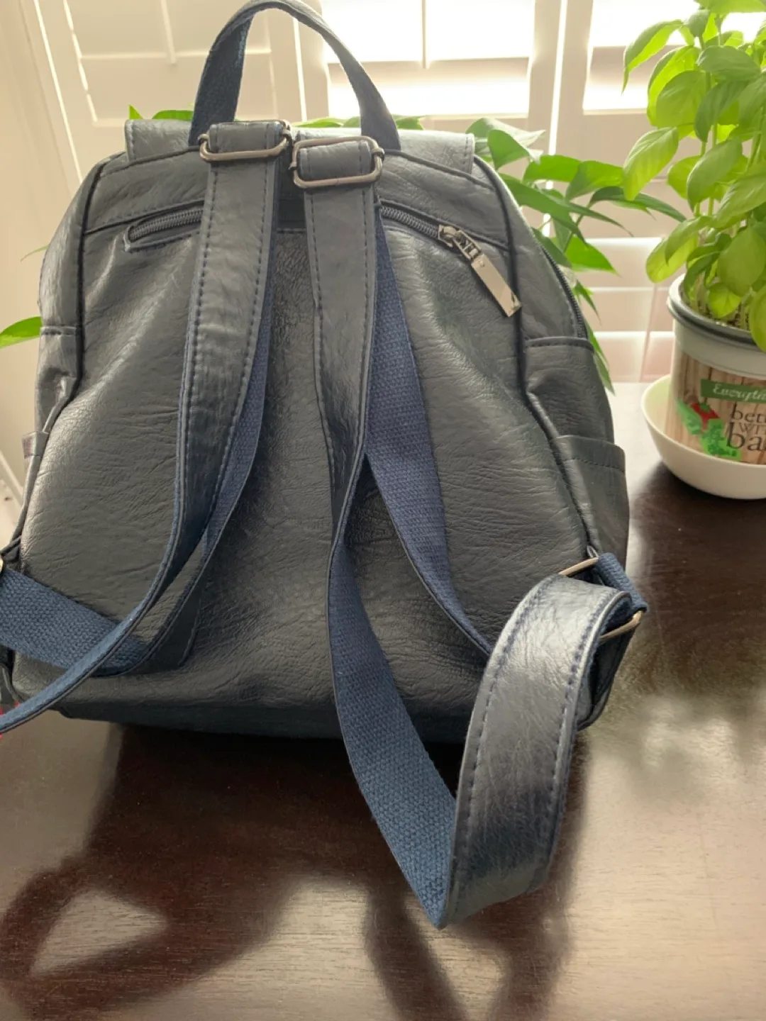 Leather Backpack Navy Blue image indicator(2)