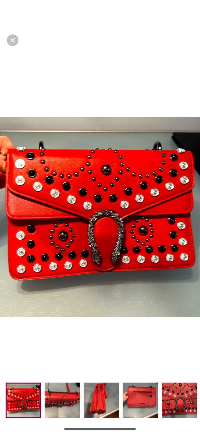 Ugo Santini Red Embellished Shoulder Bag