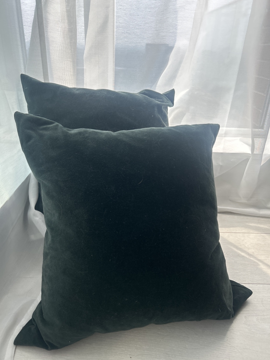 3X IKEA Sanela Cushion Covers - 20x20" - Forest Green Velvet - photo 2