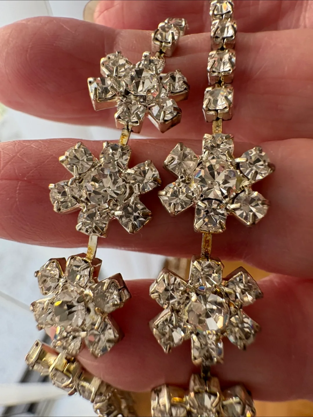 Rhinestone Floral Necklace & Earring Set thumbnail