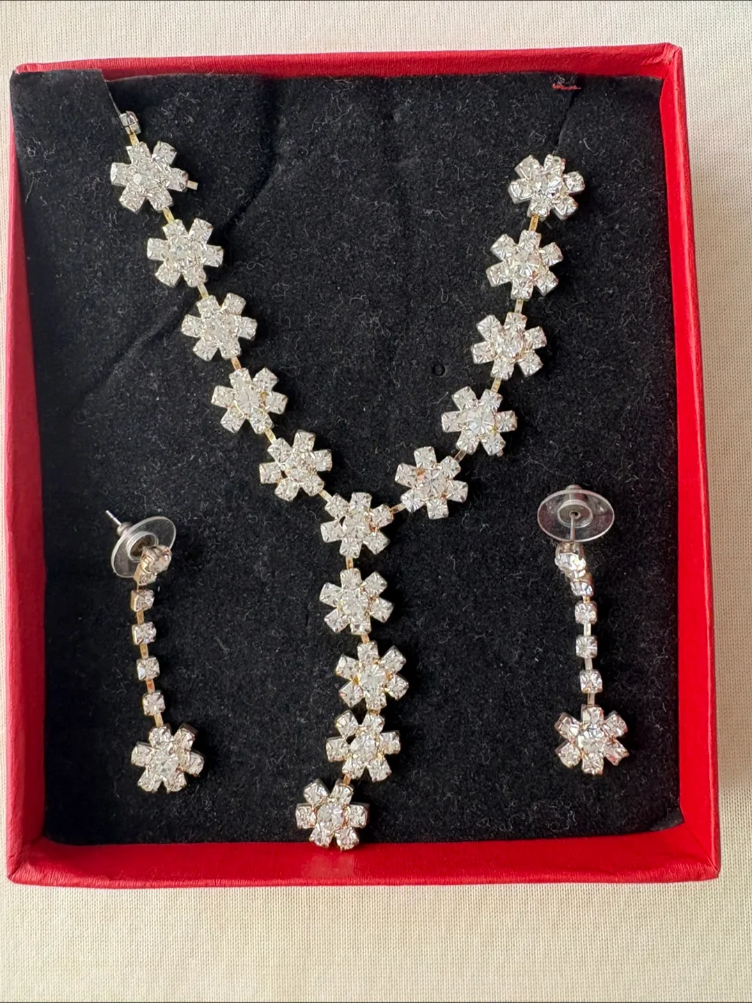Rhinestone Floral Necklace & Earring Set image indicator(2)