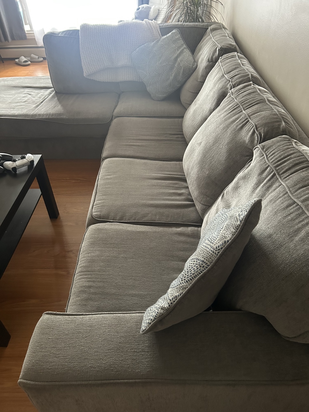 Grey Sectional Sofa - 111" x 90" x 37" - photo 2