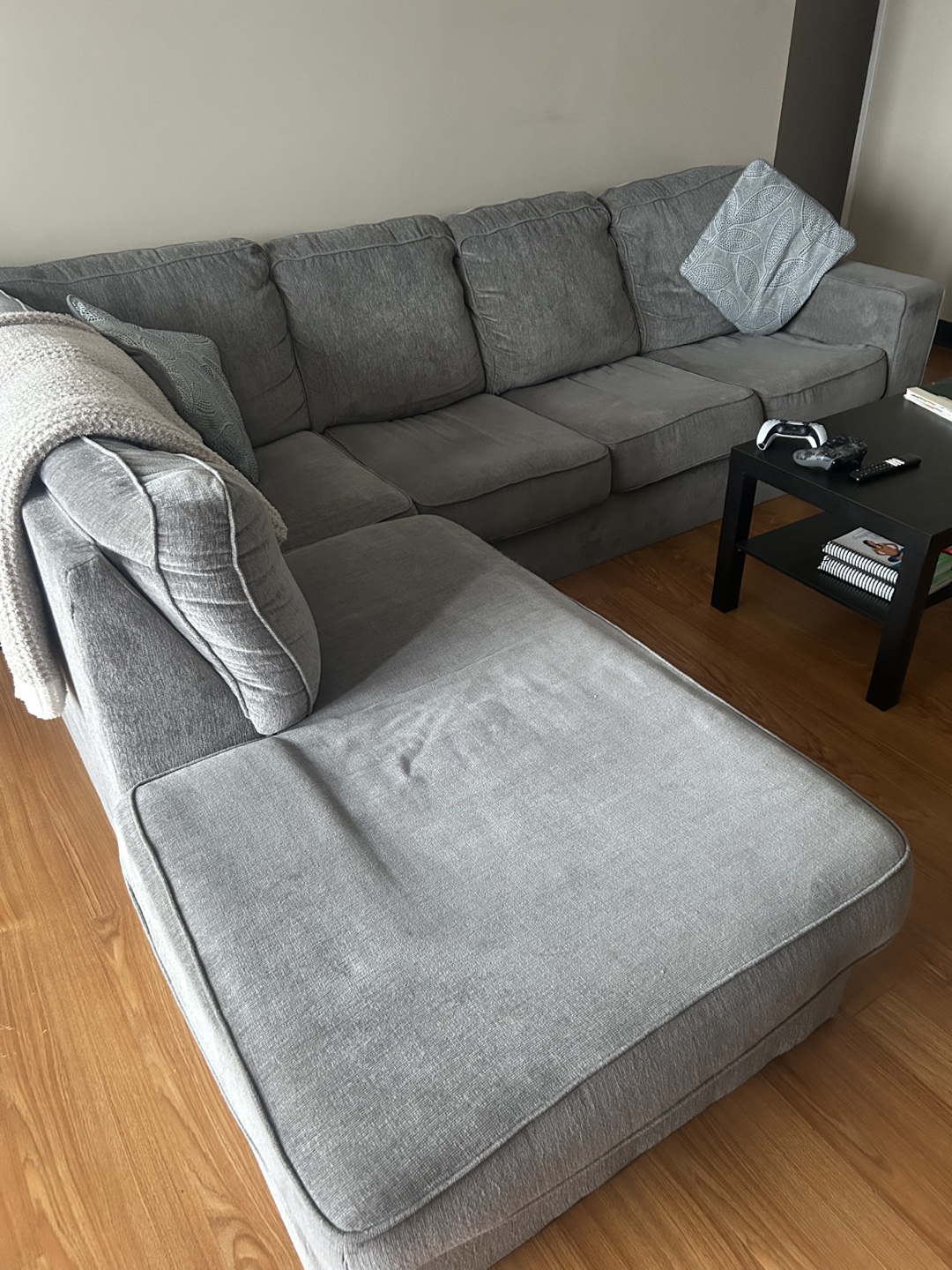 Grey Sectional Sofa - 111" x 90" x 37" - photo 3