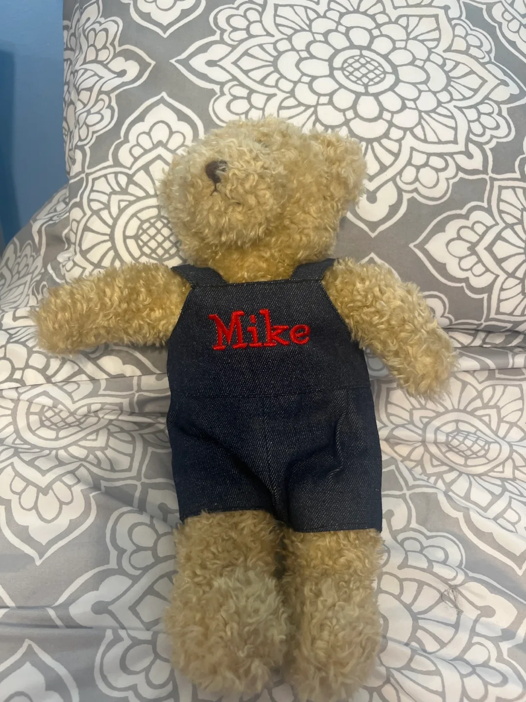 Teddy Bear with Denim Overalls - "Mike" thumbnail