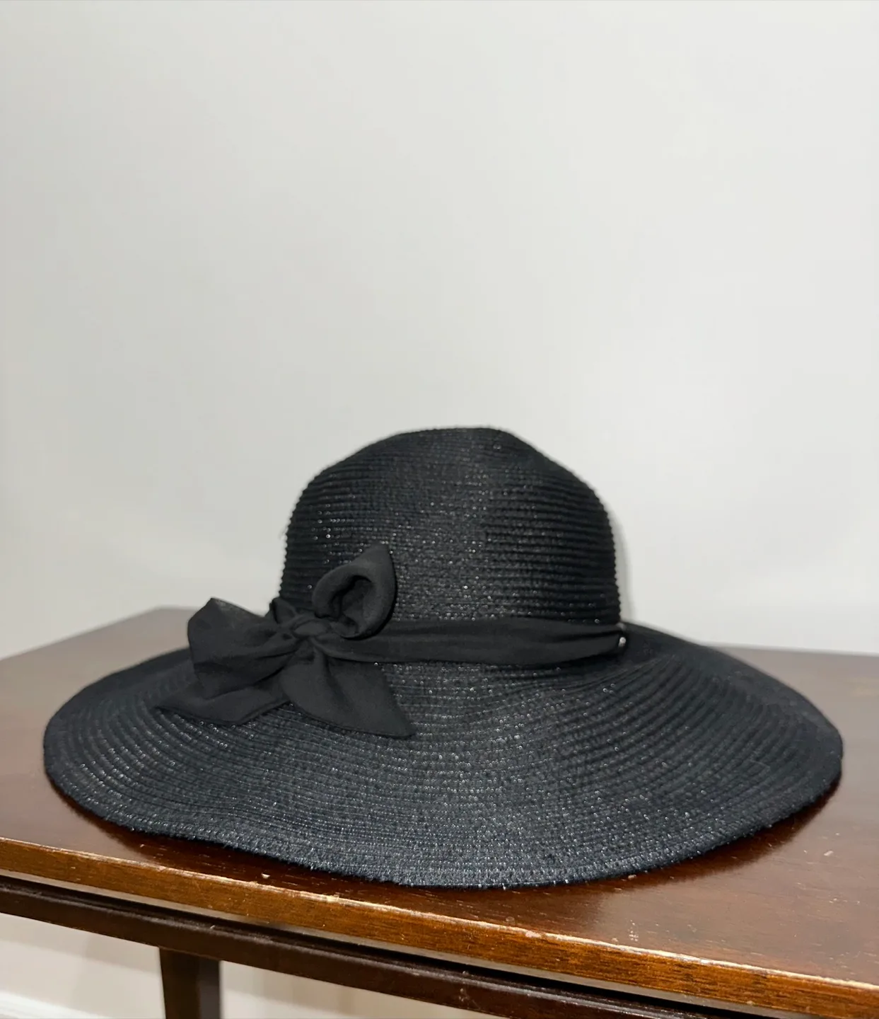 Stylish Black Straw Wide Brim Sun Hat with Bow 🧡 image indicator(2)