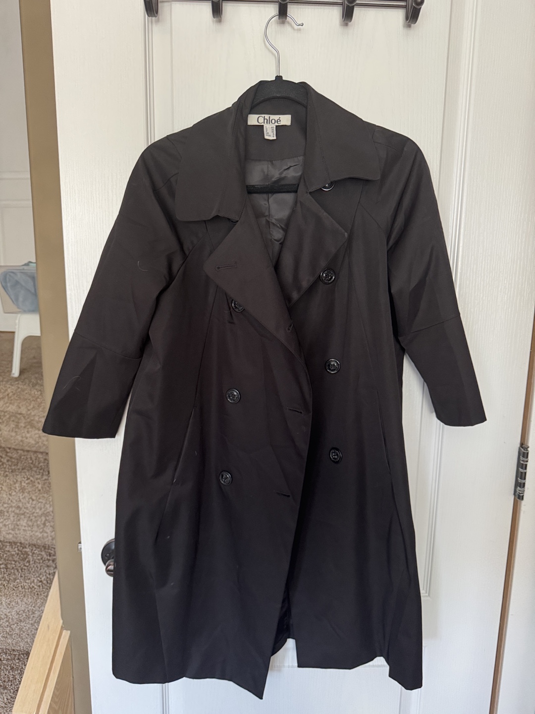 Chloé Black Trench Coat Size M