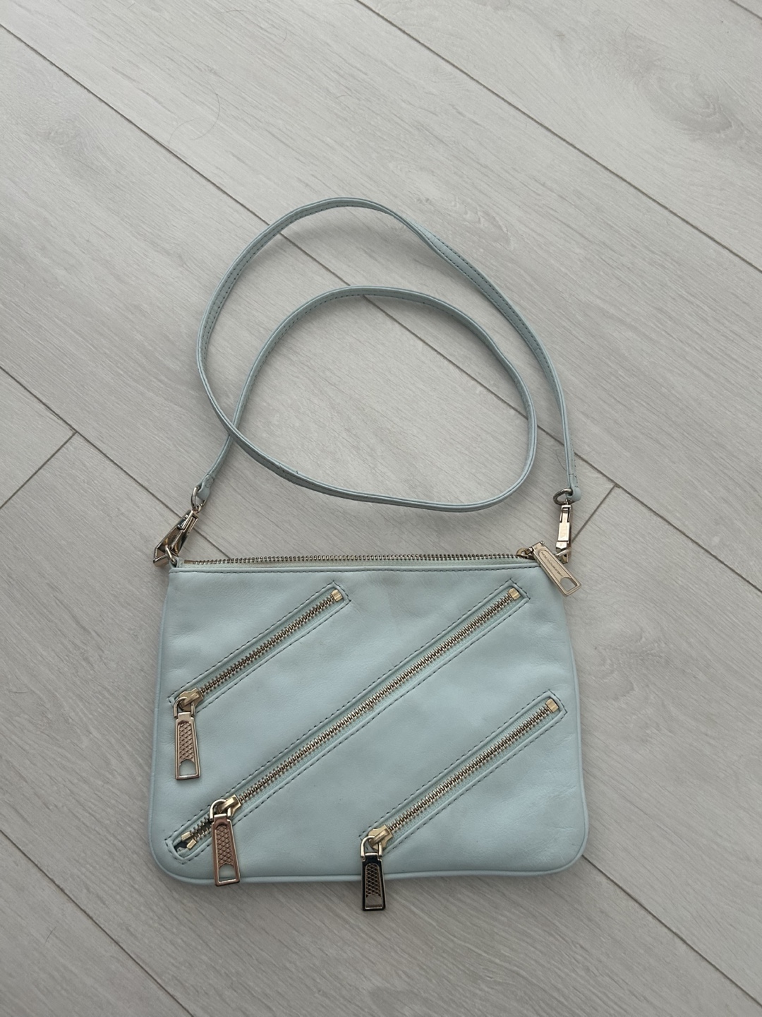Rebecca Minkoff - Leather Crossbody Bag - Light Blue