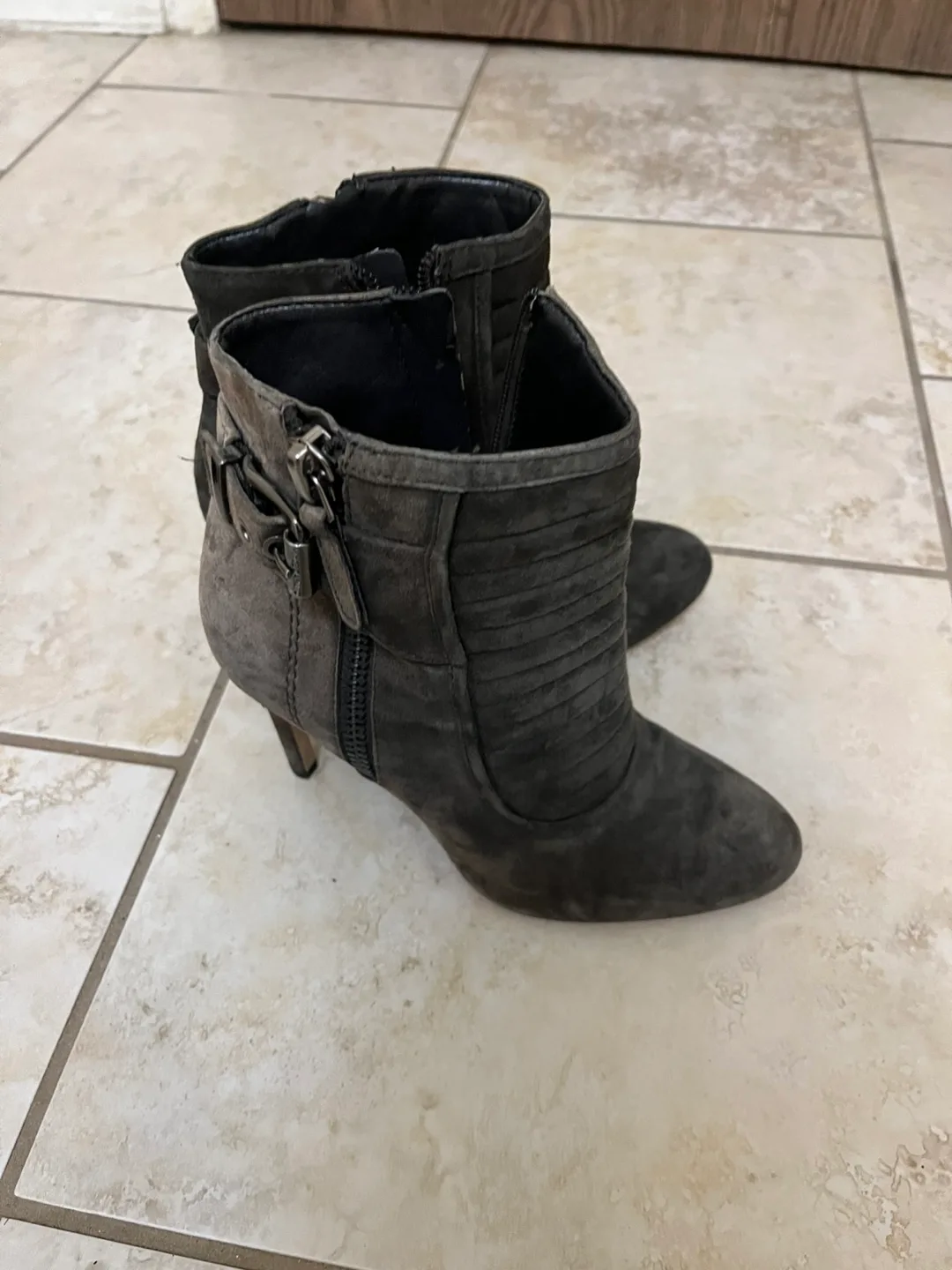 Vince Camuto Grey Suede Ankle Boots, Size 7.5 image indicator(2)