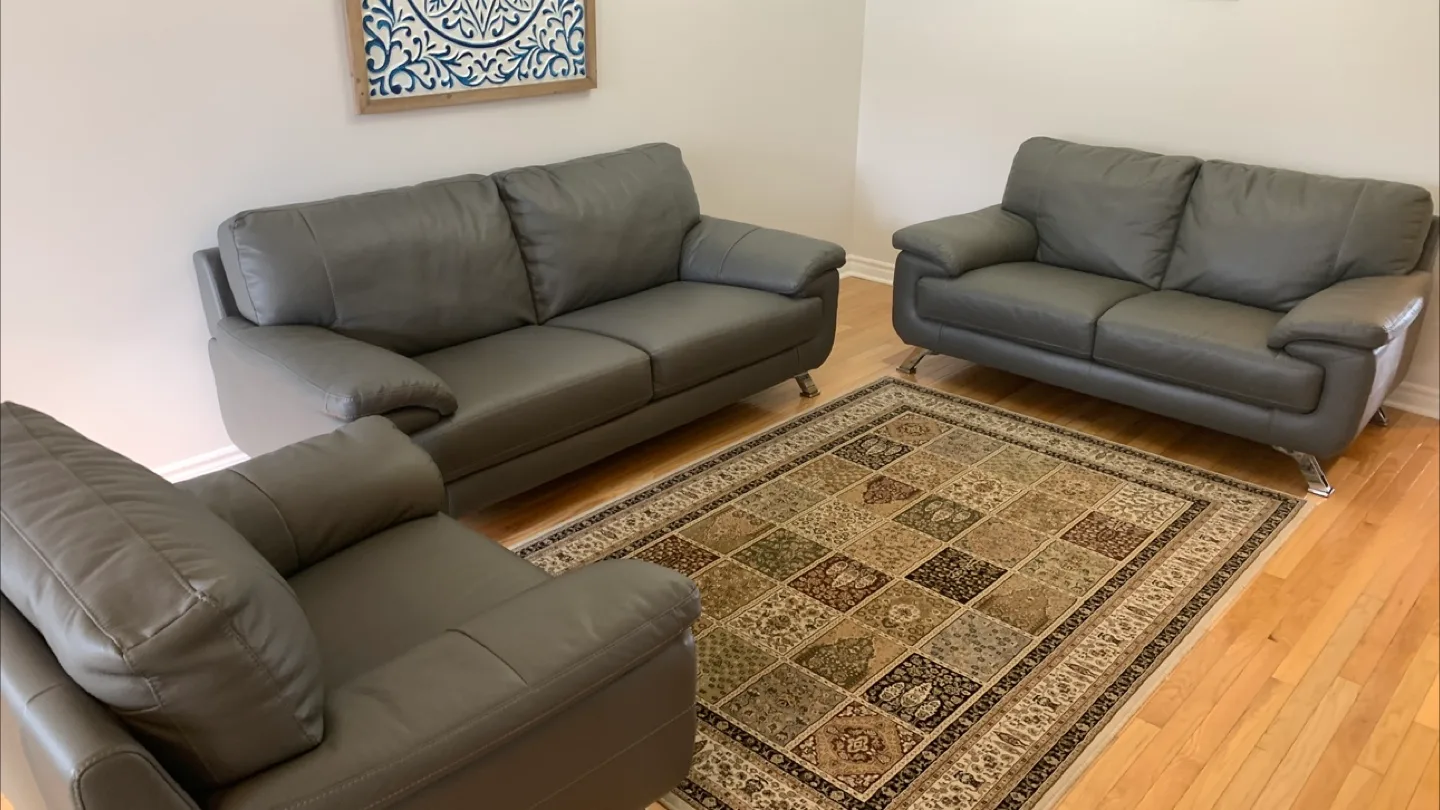 Modern 3-Piece Gray Faux Leather Sofa Set 🧡 image indicator(2)