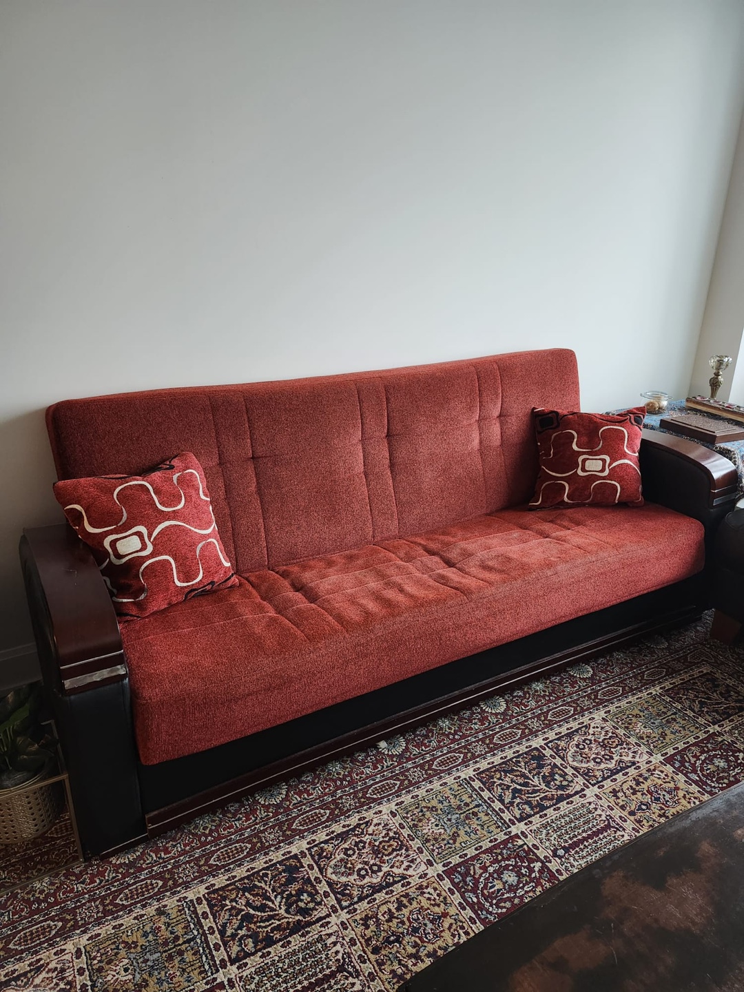 Red Sofa Bed with Pillows - photo 3