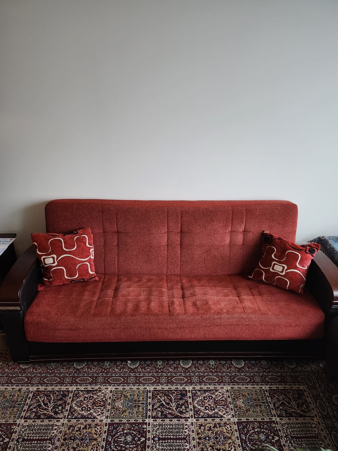 Red Sofa Bed with Pillows - photo 2