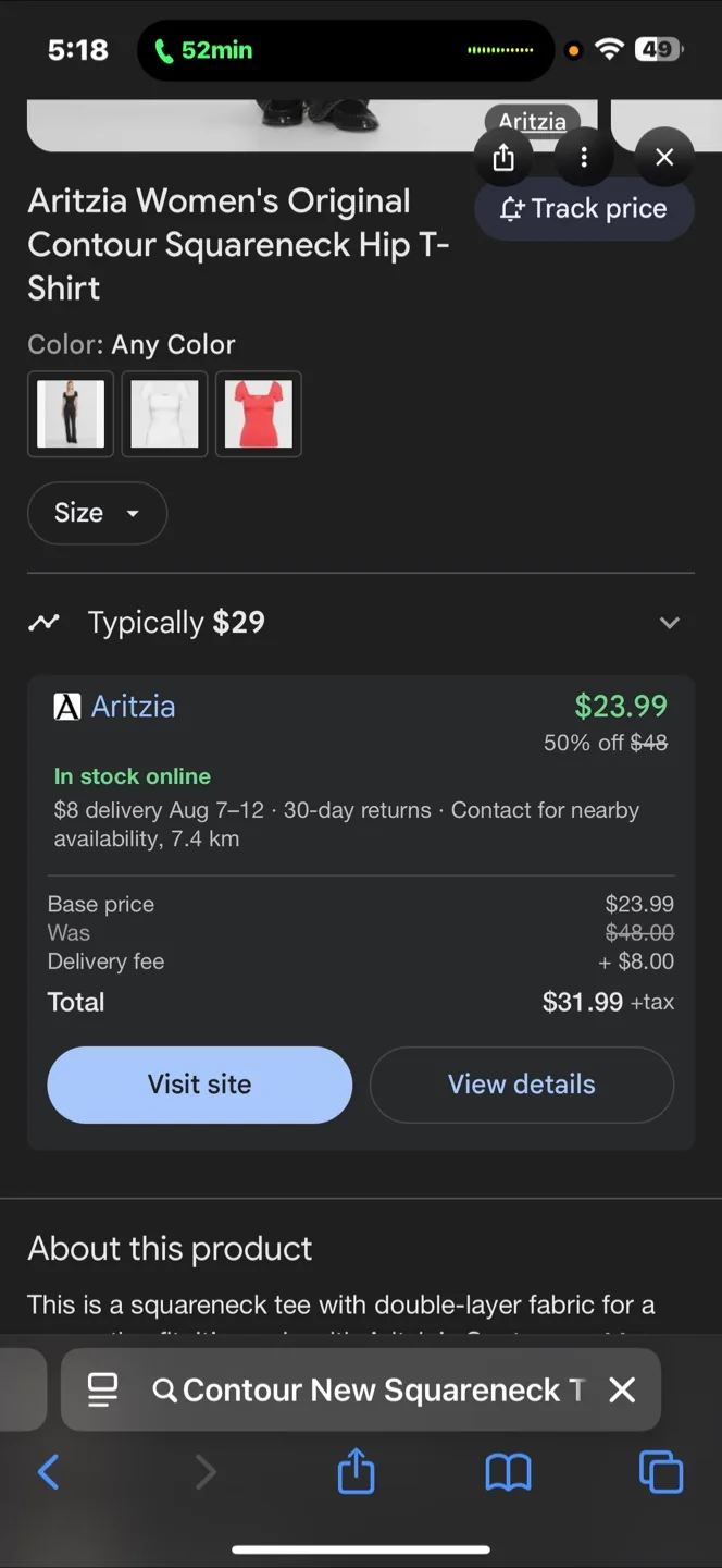 Aritzia Contour Squareneck Hip T-Shirt image indicator(4)