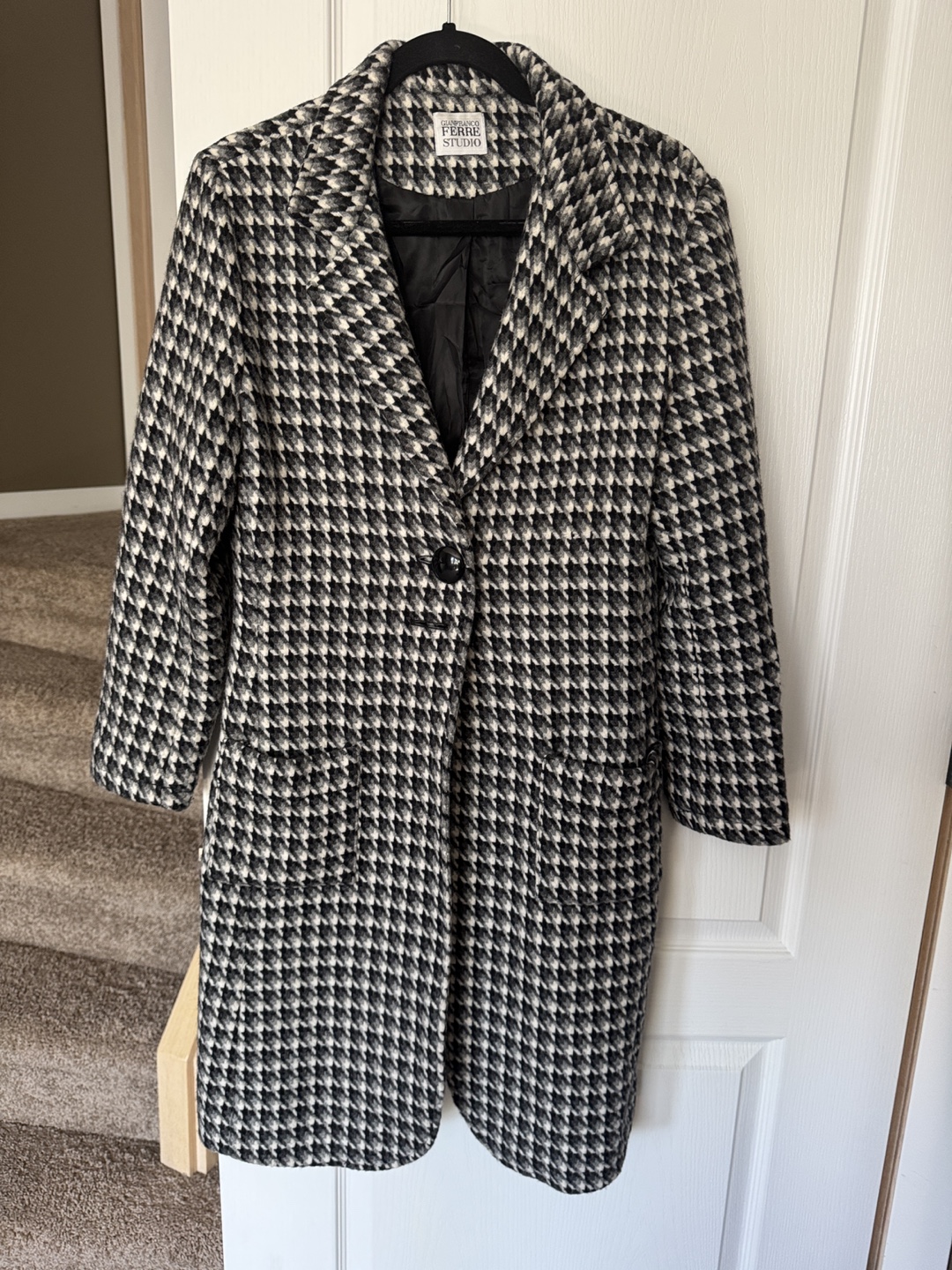 Gianfranco Ferre Houndstooth Wool Coat - size S