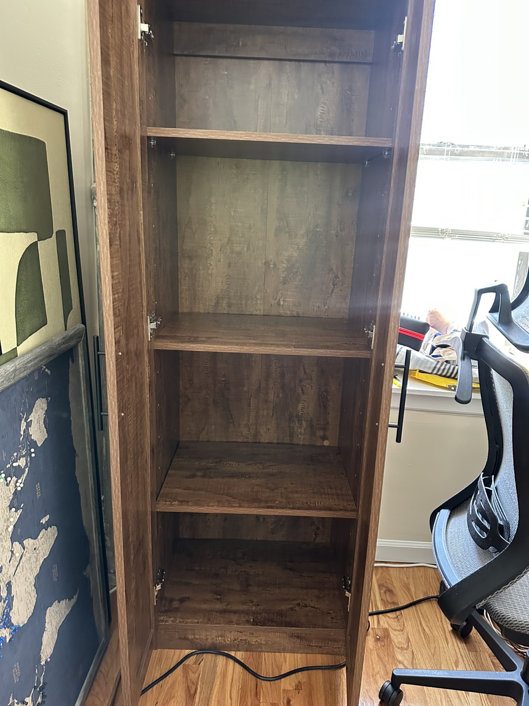 Tall Brown Wooden Storage Cabinet - photo 3