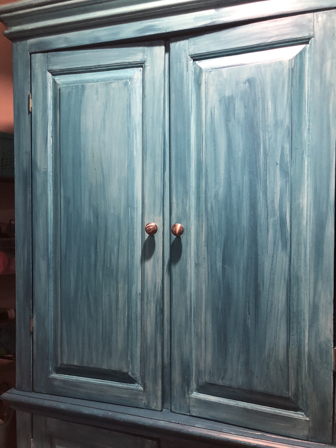 Vintage turquoise Painted Cabinet with Drawers - photo 3