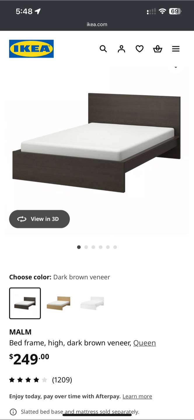 URGENT SALE: IKEA MALM Queen Bed Frame - Dark Brown