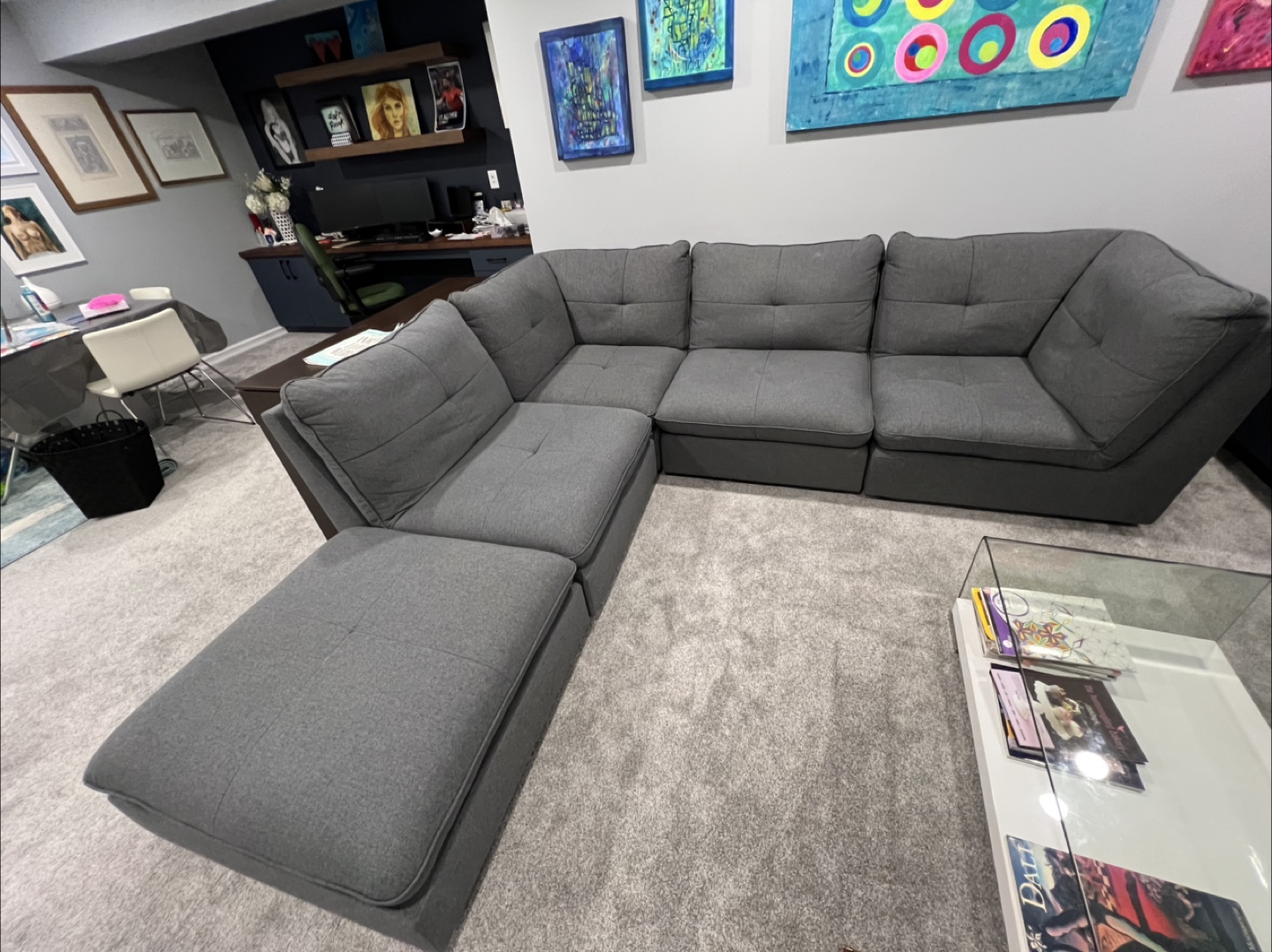 Grey Sectional Sofa with Chaise - photo 2