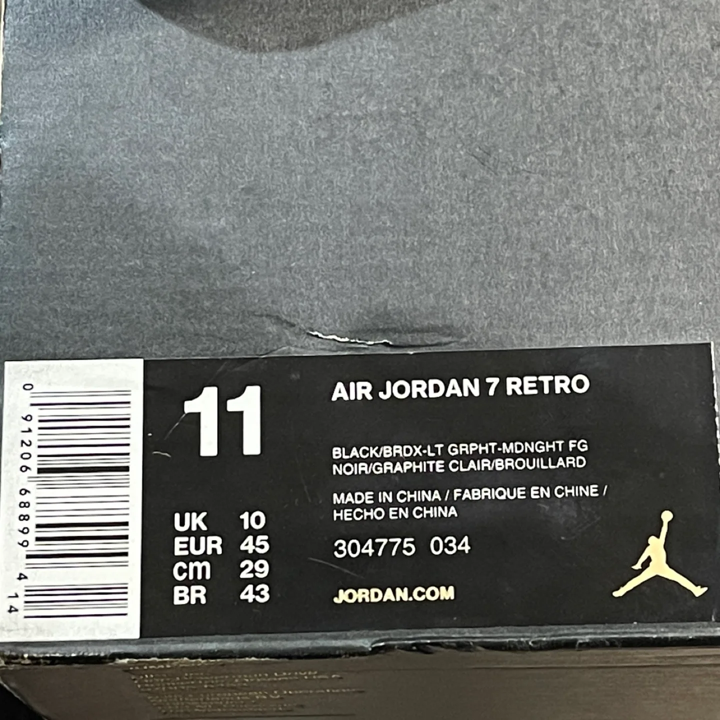 Air Jordan 7 Retro Black/Grey - Size 11 thumbnail