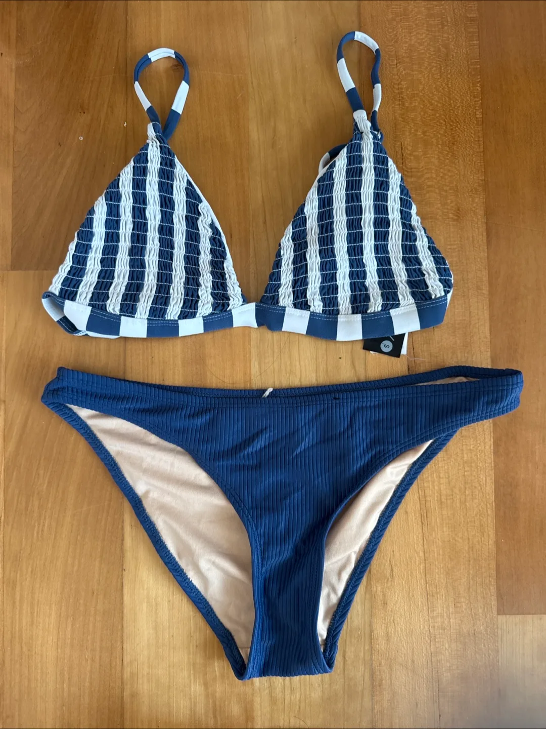 Blue Striped Bikini Set - Size S thumbnail