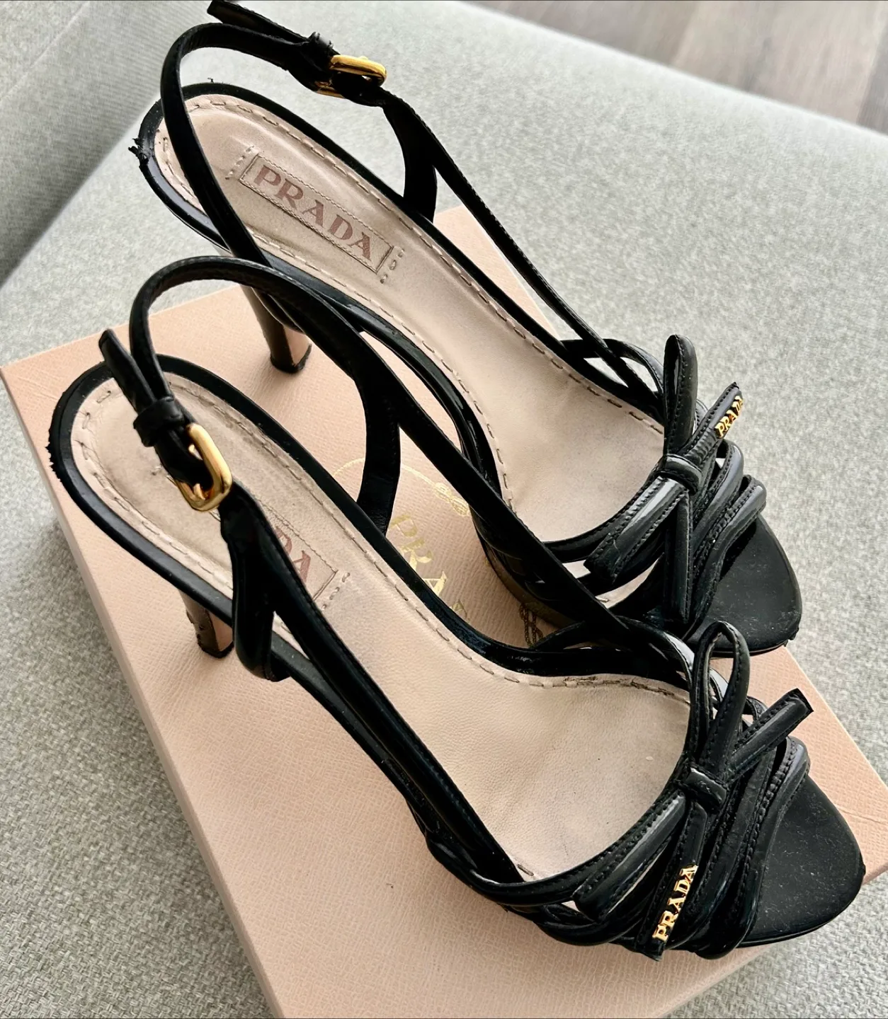Prada Black Heels with Bow Detail