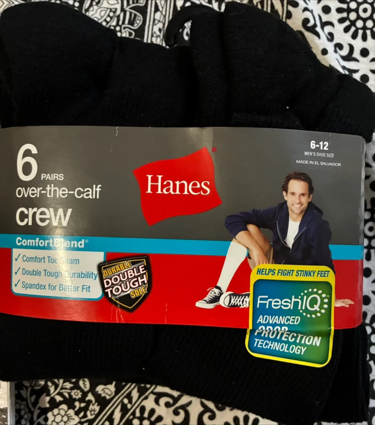 NEW! Hanes Men's Crew Socks 6-12 6 Pairs thumbnail