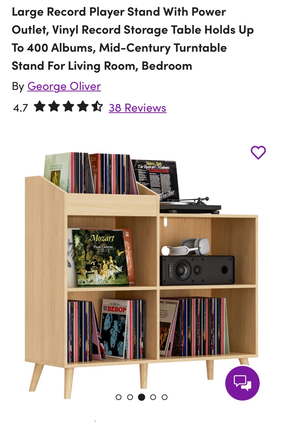 George Oliver Vinyl Record Storage Table