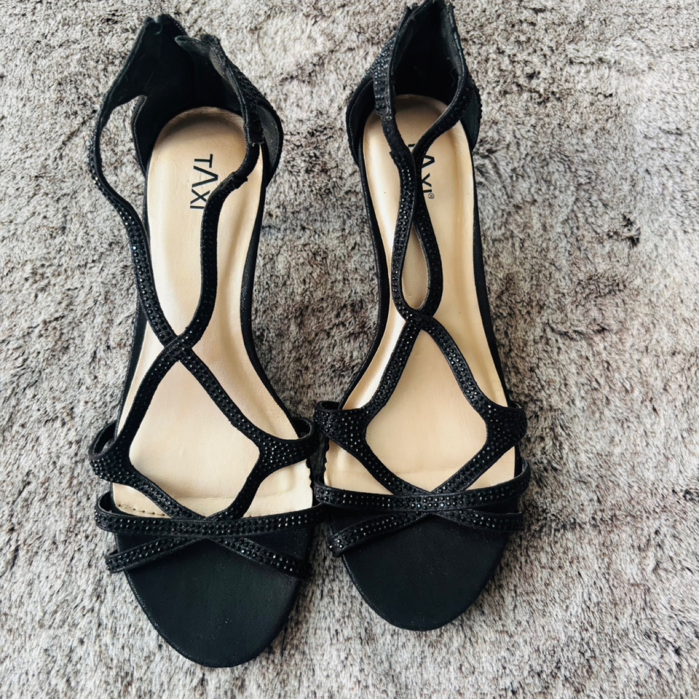 Taxi Black Strappy Heels