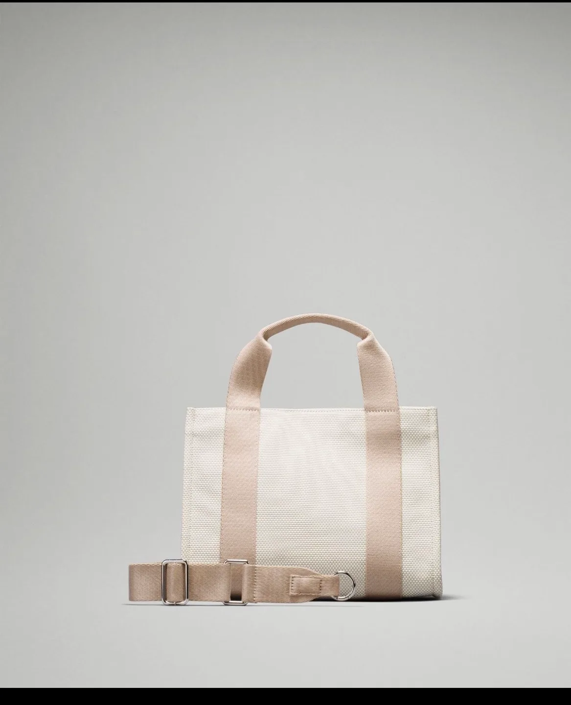 *New** Lululemon Ivory/Beige 2 tone canvas mini Tote Bag image indicator(2)
