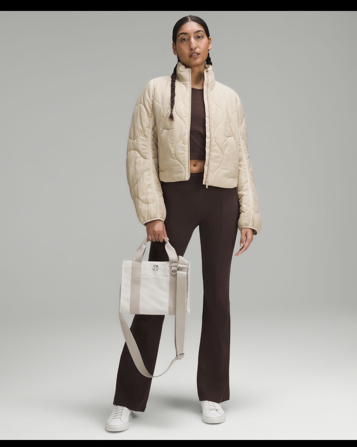 *New** Lululemon Ivory/Beige 2 tone canvas mini Tote Bag