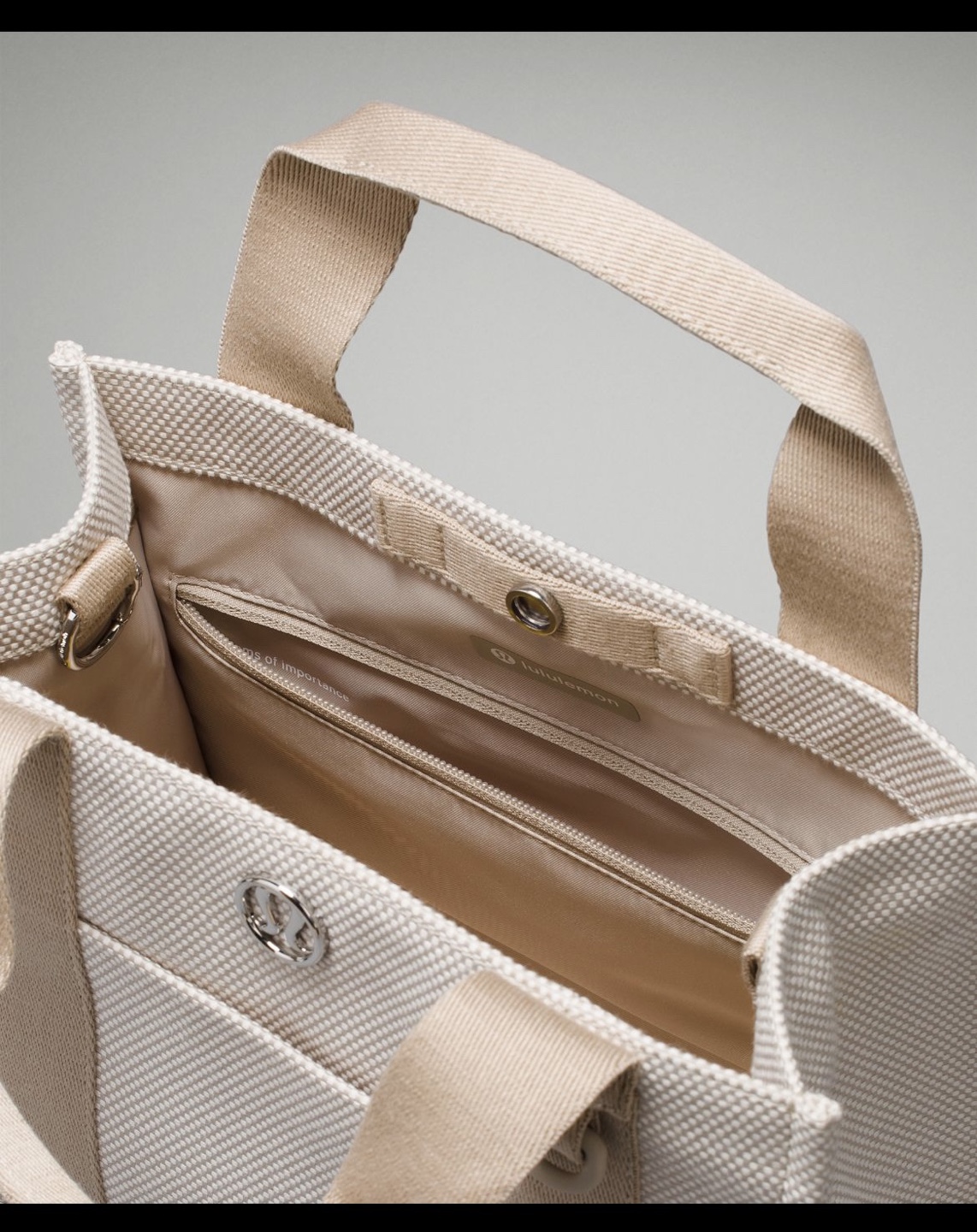 *New** Lululemon Ivory/Beige 2 tone canvas mini Tote Bag - photo 3