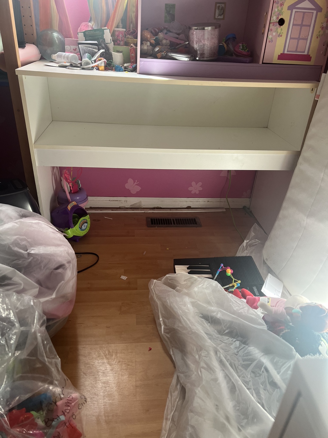 White Single bed headboard with storage