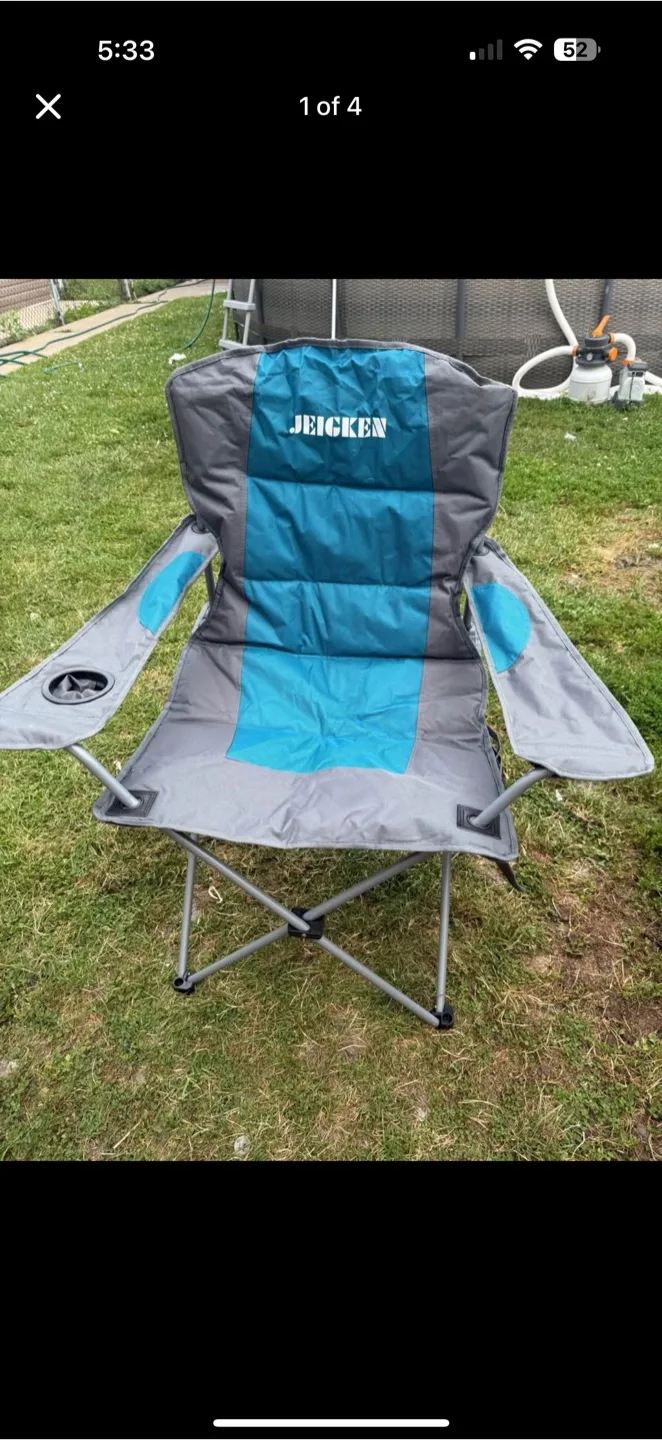 JBICKEN Camping Chair - Gray & Blue thumbnail