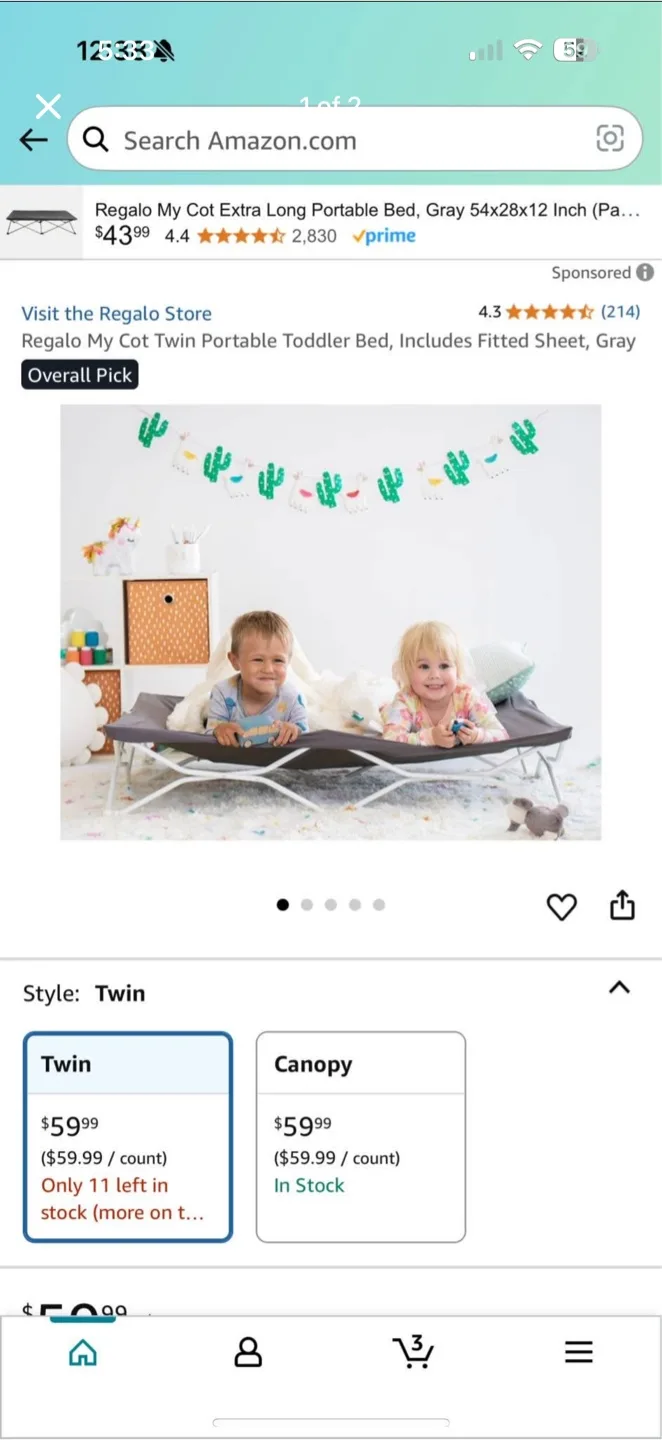 Regalo My Cot Twin Portable Toddler Bed thumbnail