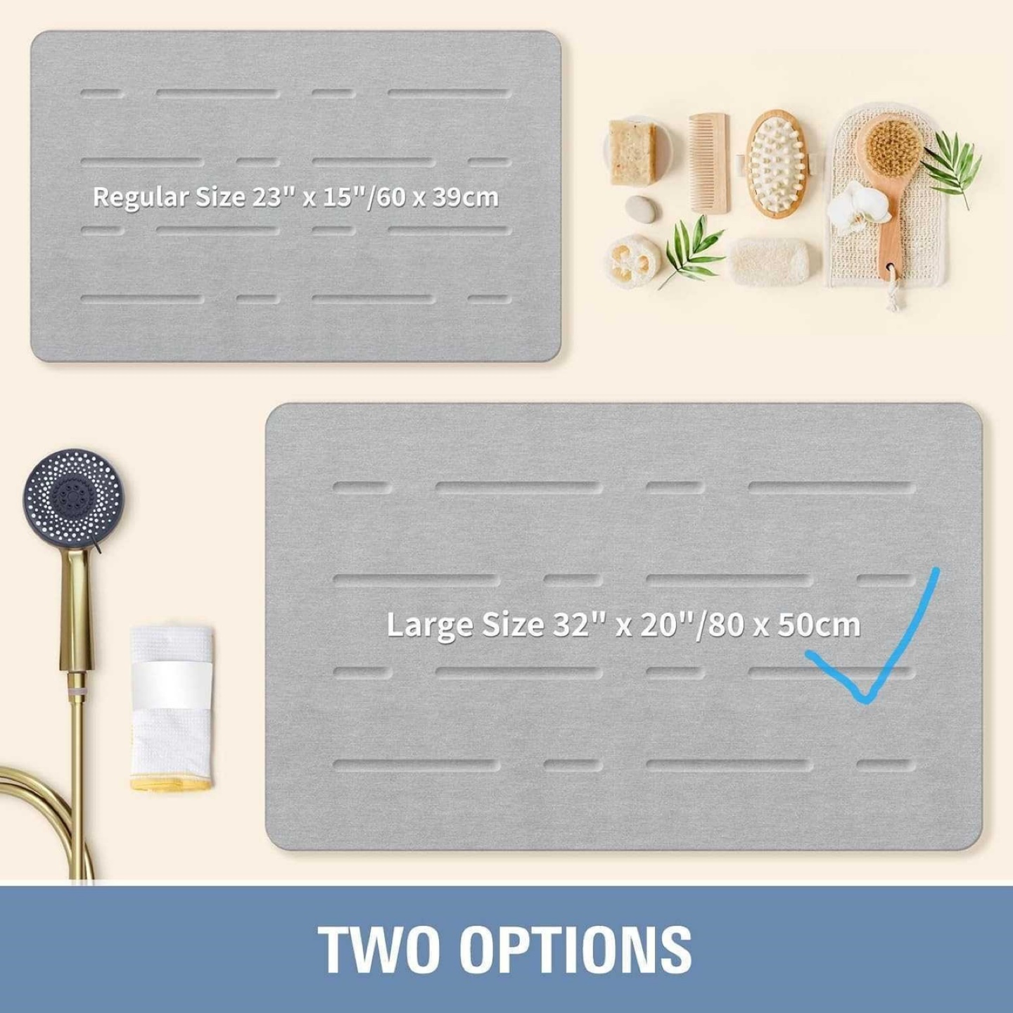 Grey Bathroom Floor Mat - Large 32" x 20" - photo 2