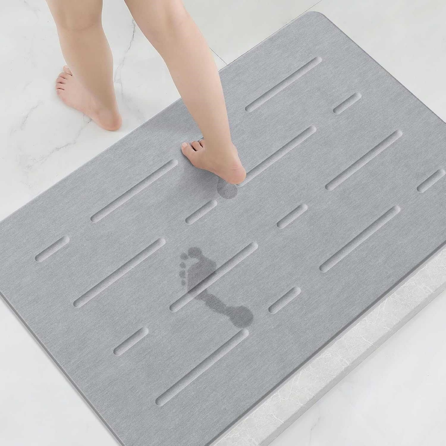 Grey Bathroom Floor Mat - Large 32" x 20"