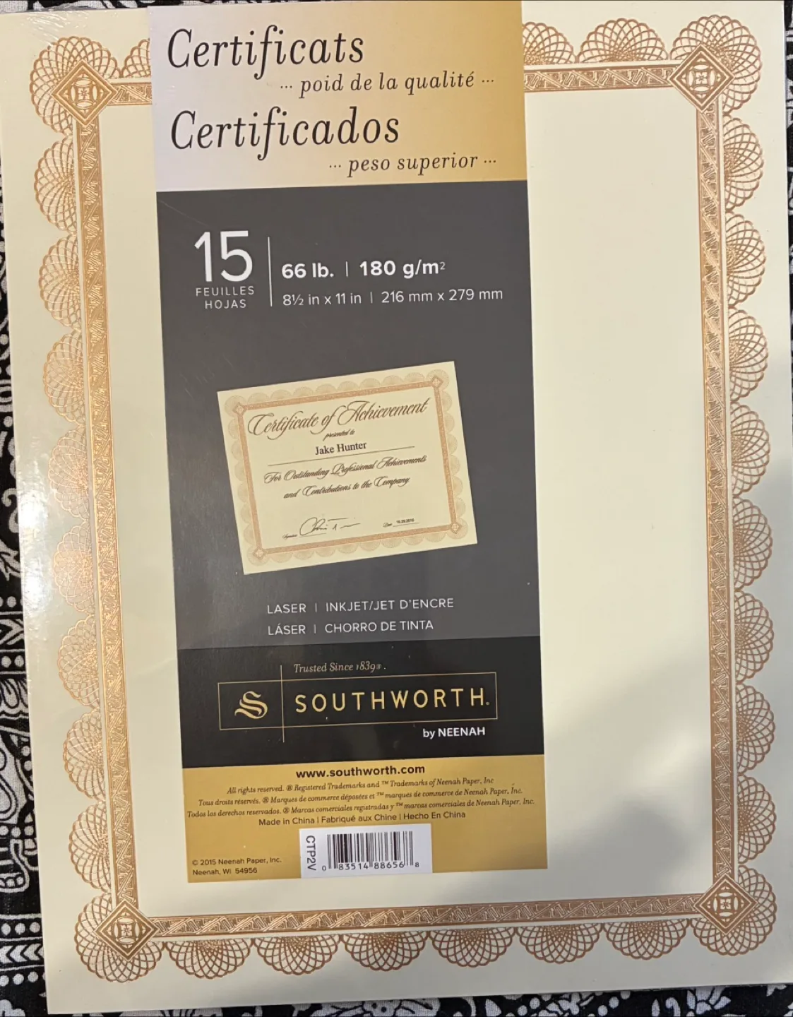 NEW Southworth Certificate Paper - 15 Sheets thumbnail