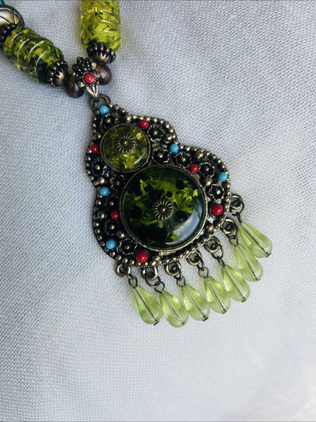 Boho Style Green Pendant Necklace - photo 2