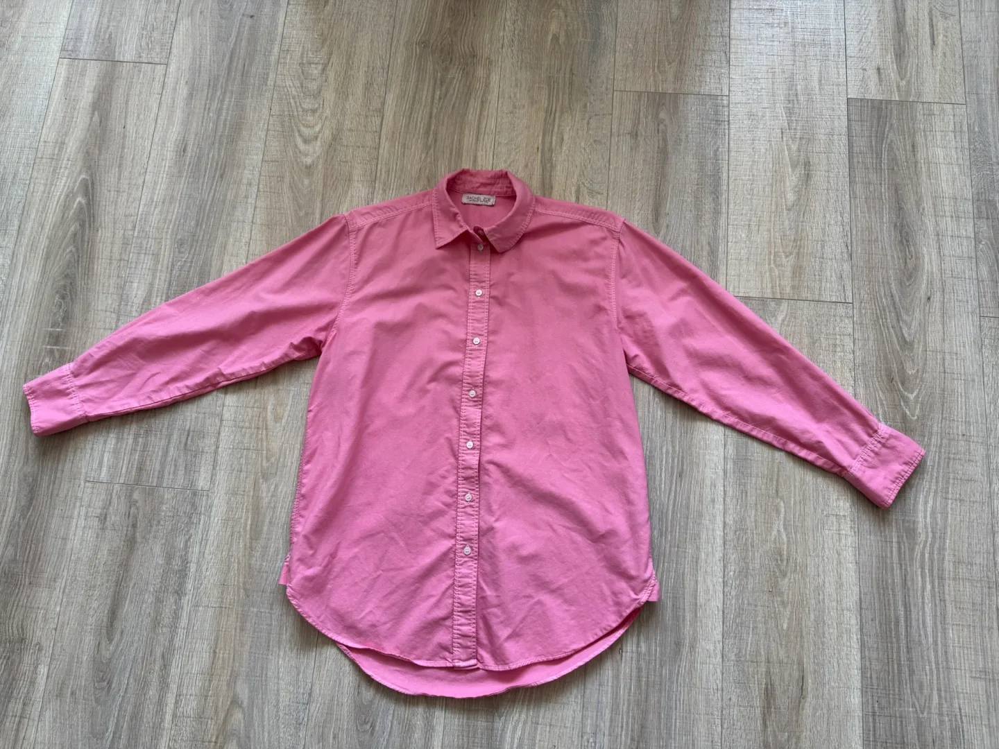 Rachel Roy Pink Button Down Oversized Shirt sz S thumbnail