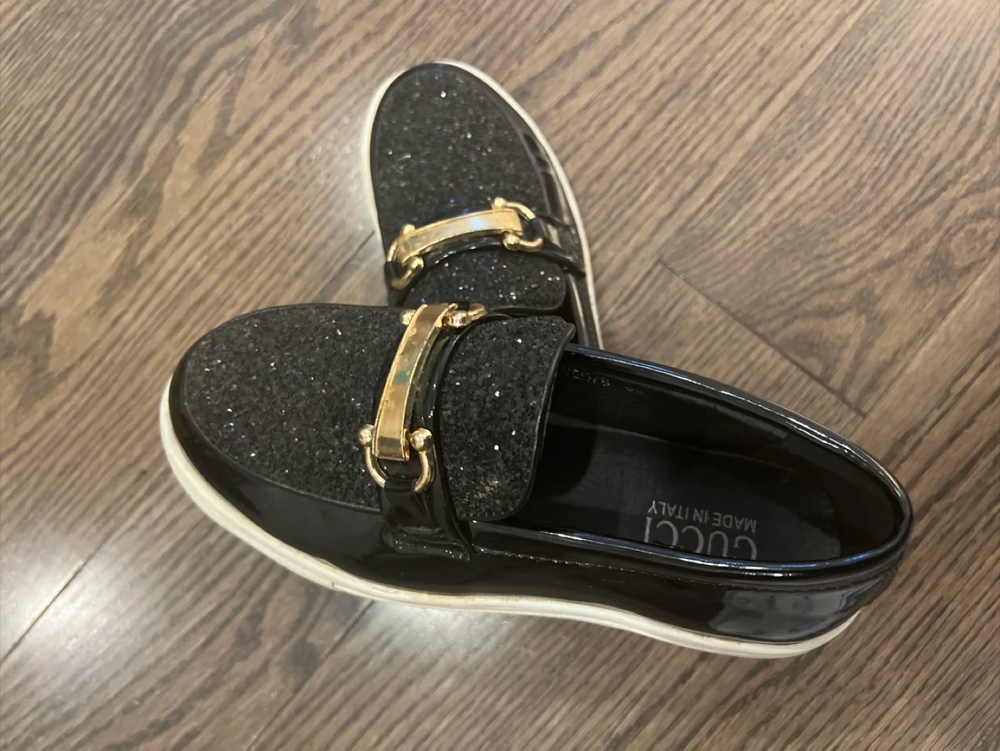 Gucci Black Glitter Loafers image indicator(2)