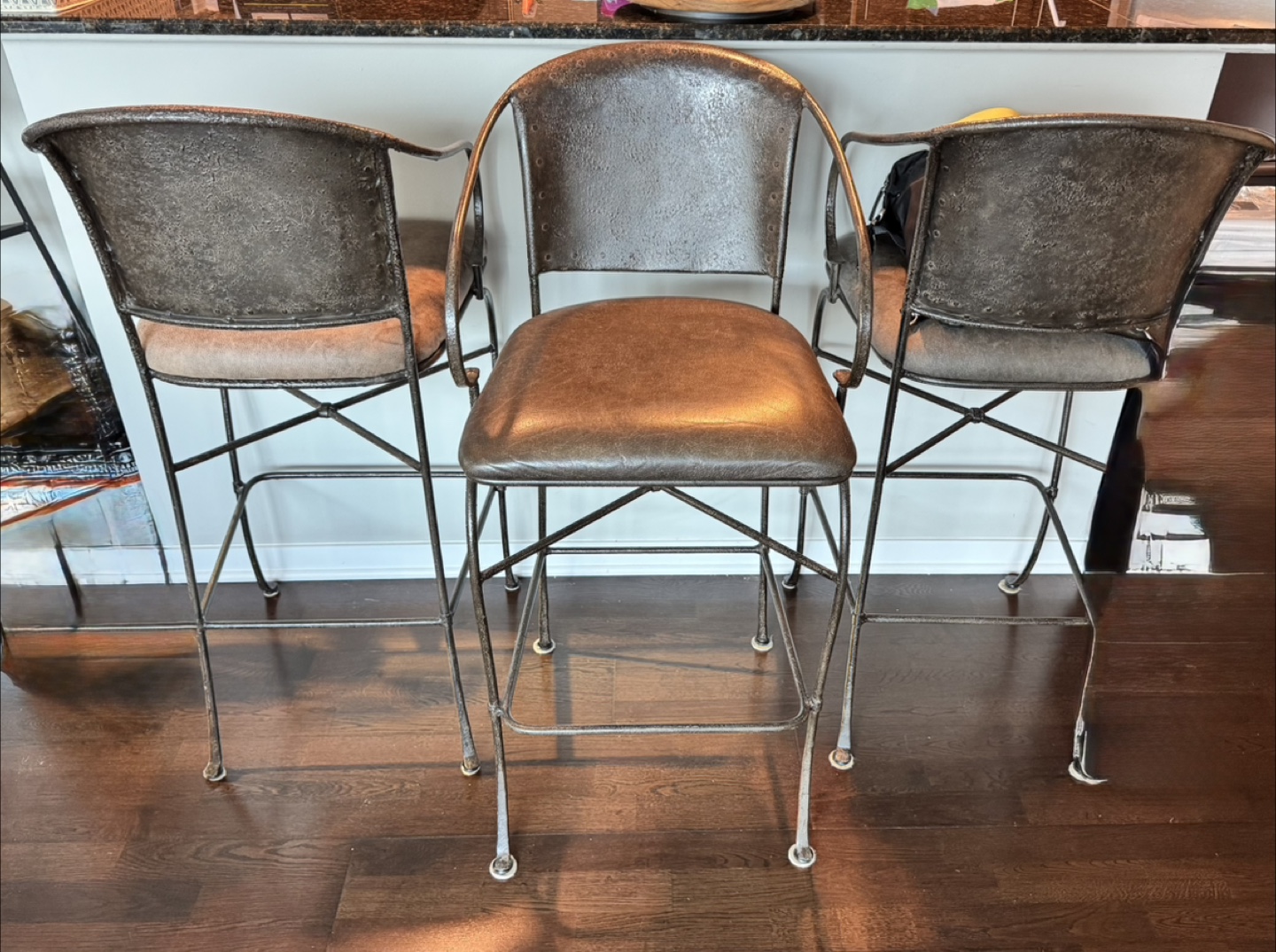 Set of 3 Metal Frame Bar Stools