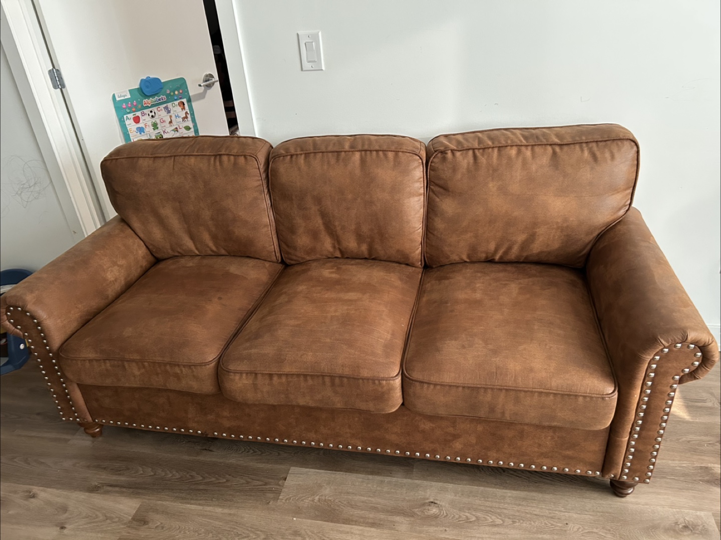 Wayfair Brown Faux Leather Sofa - photo 3